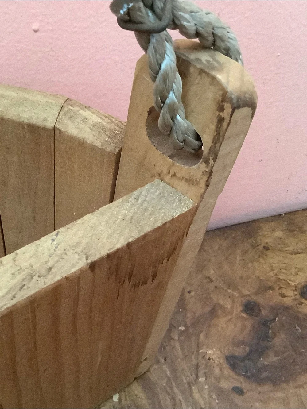 Wooden Half Bucket Basket Wall  Planter  9” X 9” X 6” By Maine Bucket Co